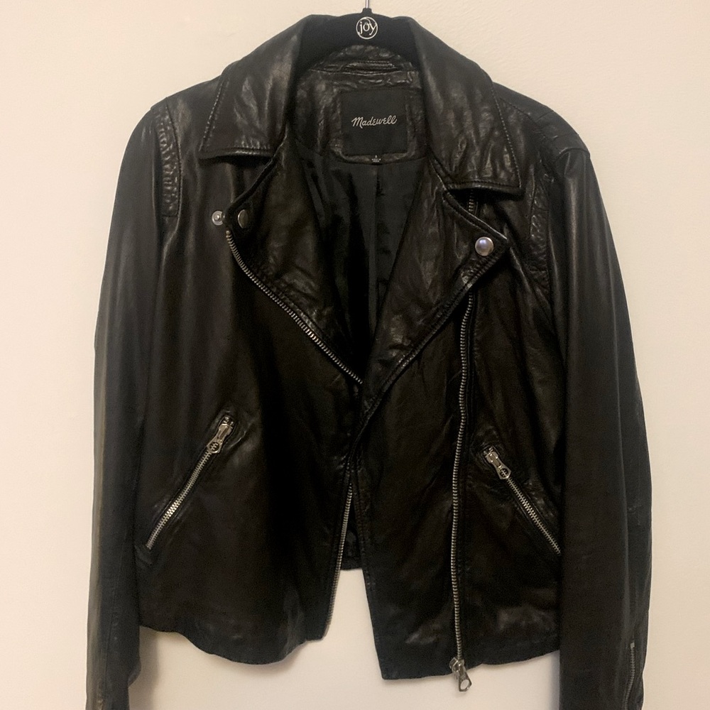 Madewell Washed Leather Motorcycle Jacket (Small)